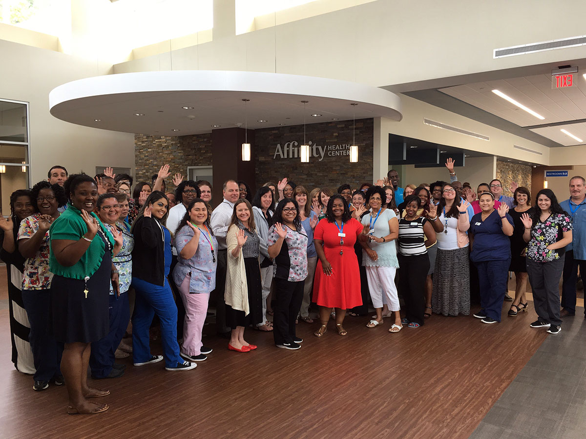Affinity Health Center Staff welcomes you from the lobby of our new facility in Rock Hill.