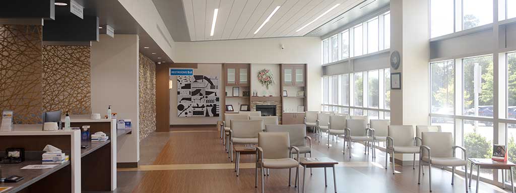 Natural light floods waiting area at Affinity Health Center.